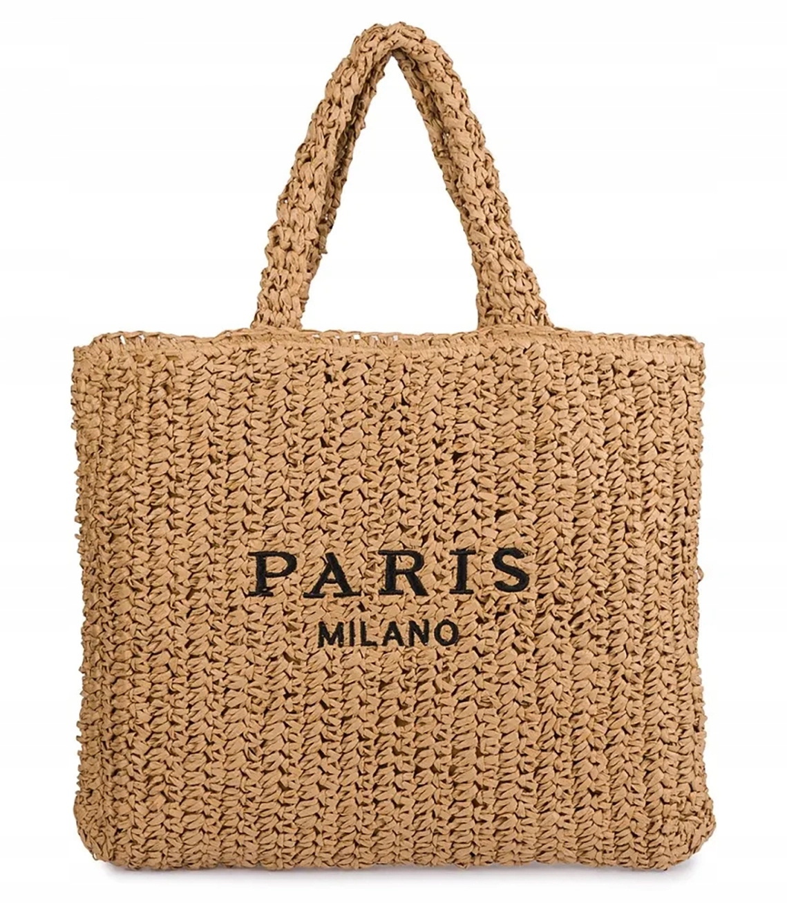 Velká pletená taška typu shoperka se zapínáním na zip s nápisem Paris