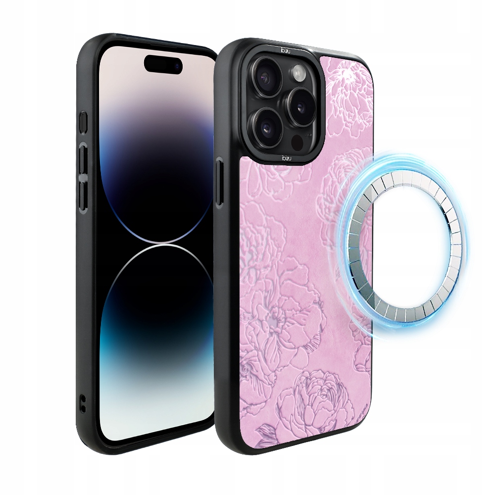 Pouzdro pro iPhone 14 Pro Ibizu DropGuard Matt s MagSafe, růžové pivoňky