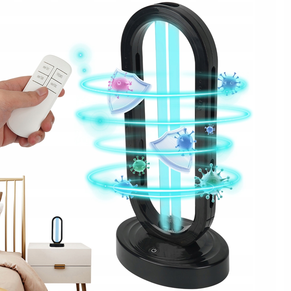 Lampa Bakteriobójcza Uv 38W Czarny Sterylizacja Dezynf Zdalne Sterowanie