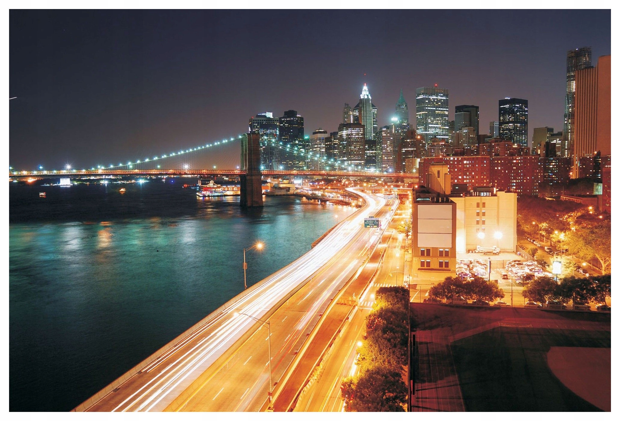 Fototapeta Brooklynský most v noci New York vinylová 254x184 lepidlo