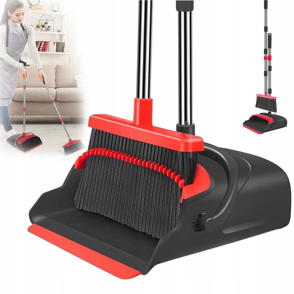 Levně Zametací Sada S Metlou A Lopatkou Na Stěně, Skládací, Výsuvná