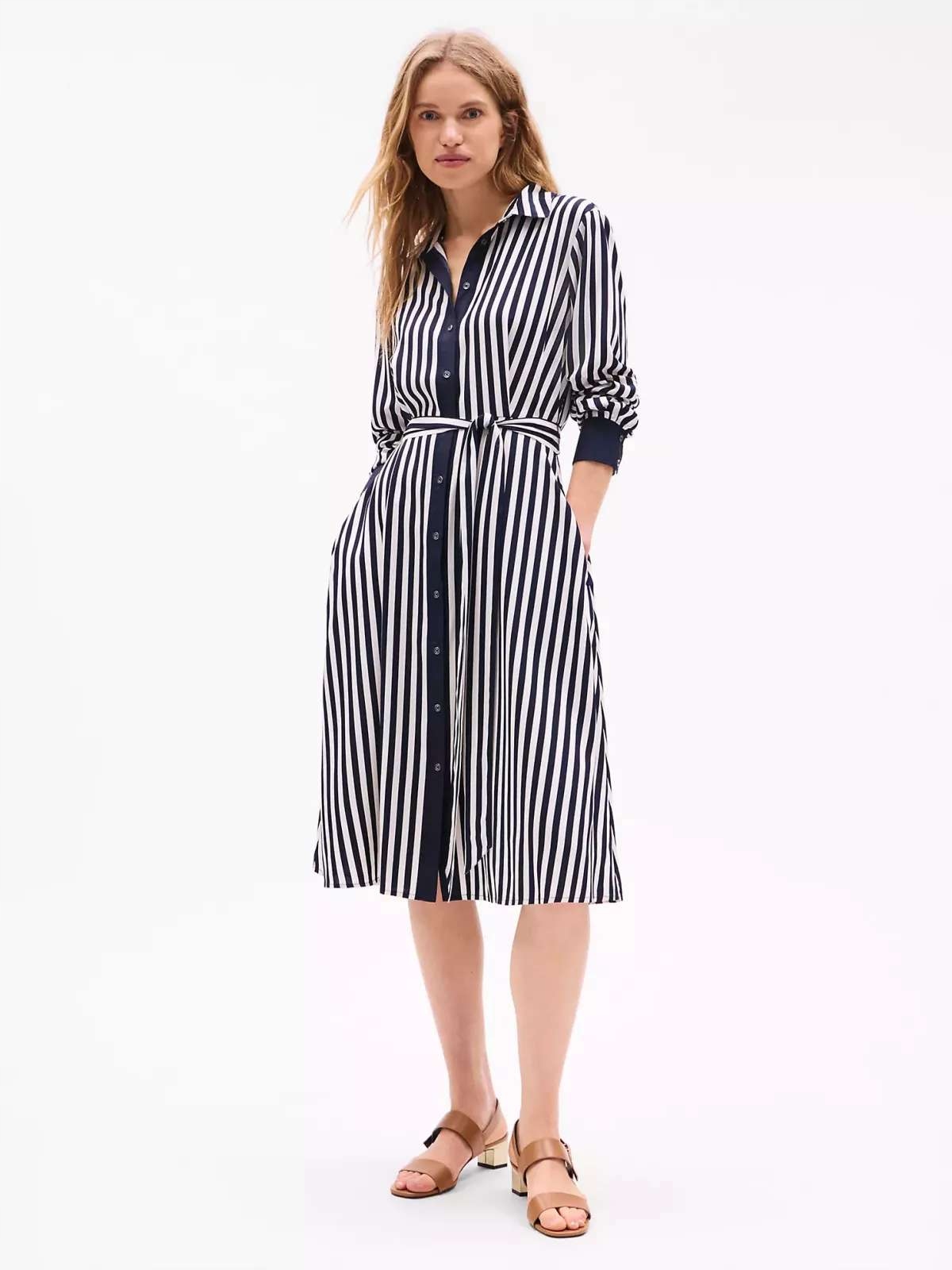 Tommy Hilfiger dámské šaty Cotton Striped modré pruhované M