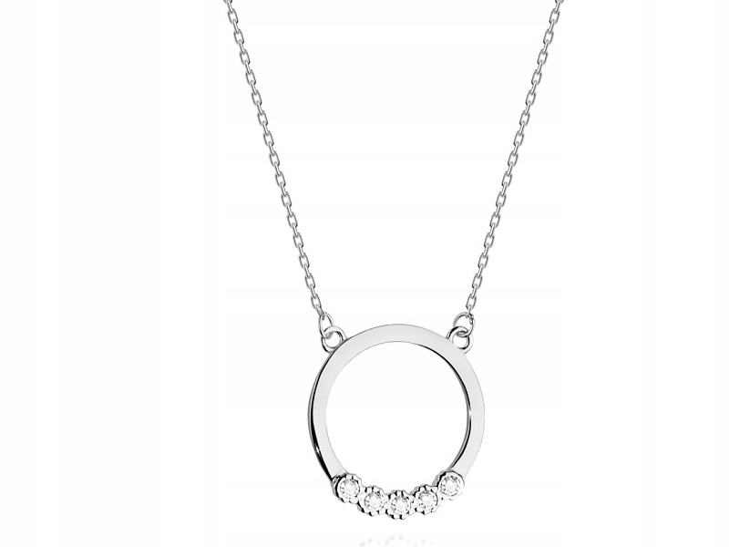 Zlatý náhrdelník 585, bílý prsten s brilianty, 1,45 g, moderní, módní vzor 14k