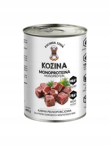 4x Kuchyně šéfkuchaře Monoproteinová Krmivo mokré pro psa Kozina 400g