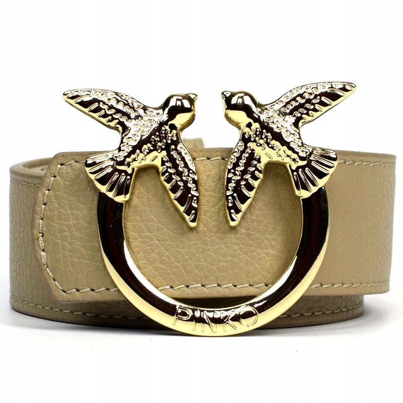 PASEK DAMSKI JASKÓŁKI SKÓRA NAT. BEŻOWY 105 CM Marka inna