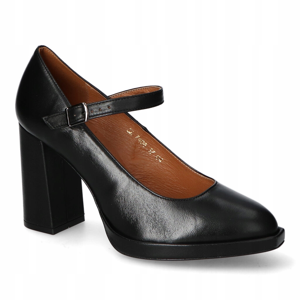 Dámské lodičky na sloupku Gamis 7408 Černá Přírodní kůže Pásek 40