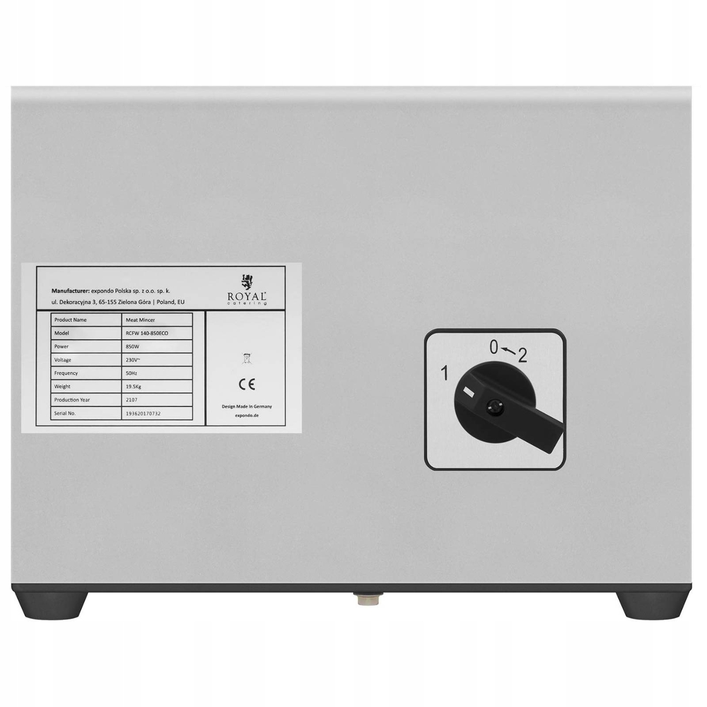 MASZYNKA WILK DO MIELENIA MIĘSA WYDAJNOŚĆ 140 kg/h Waga produktu z opakowaniem jednostkowym 19.6 kg