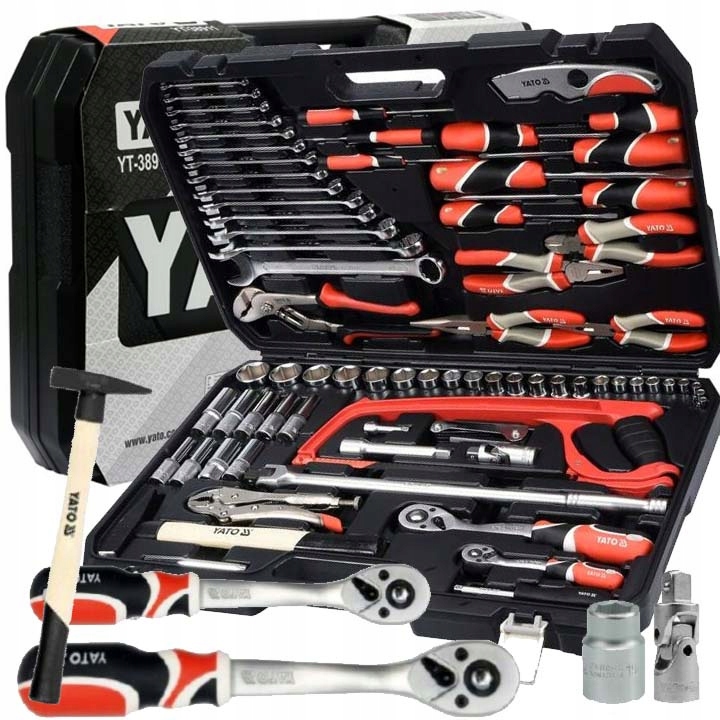 DUŻY ZESTAW NARZĘDZI KLUCZY NASADOWYCH 1/2" PŁASKICH W SKRZYNCE YATO