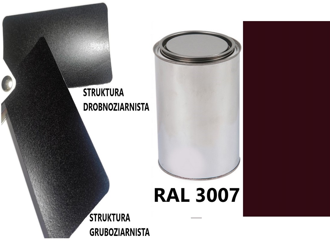 STRUKTURA GRUBOZIARNISTA RAL 3007 MAT 05-08 % DO PLASTIKU METALU AKRYL 1L
