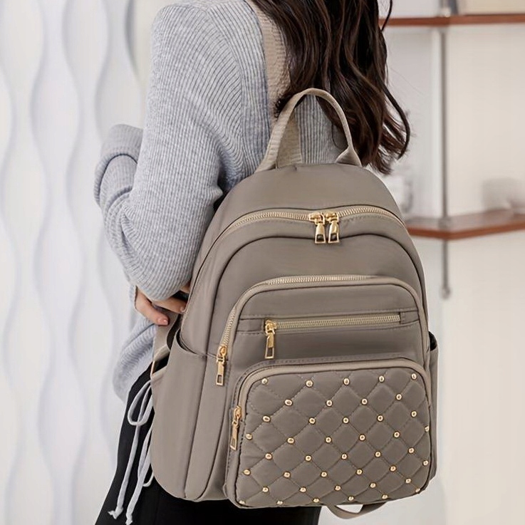 PLECAK DAMSKI Khaki Brązowy PIKOWANY POJEMNY ZŁOTY Marka Likado