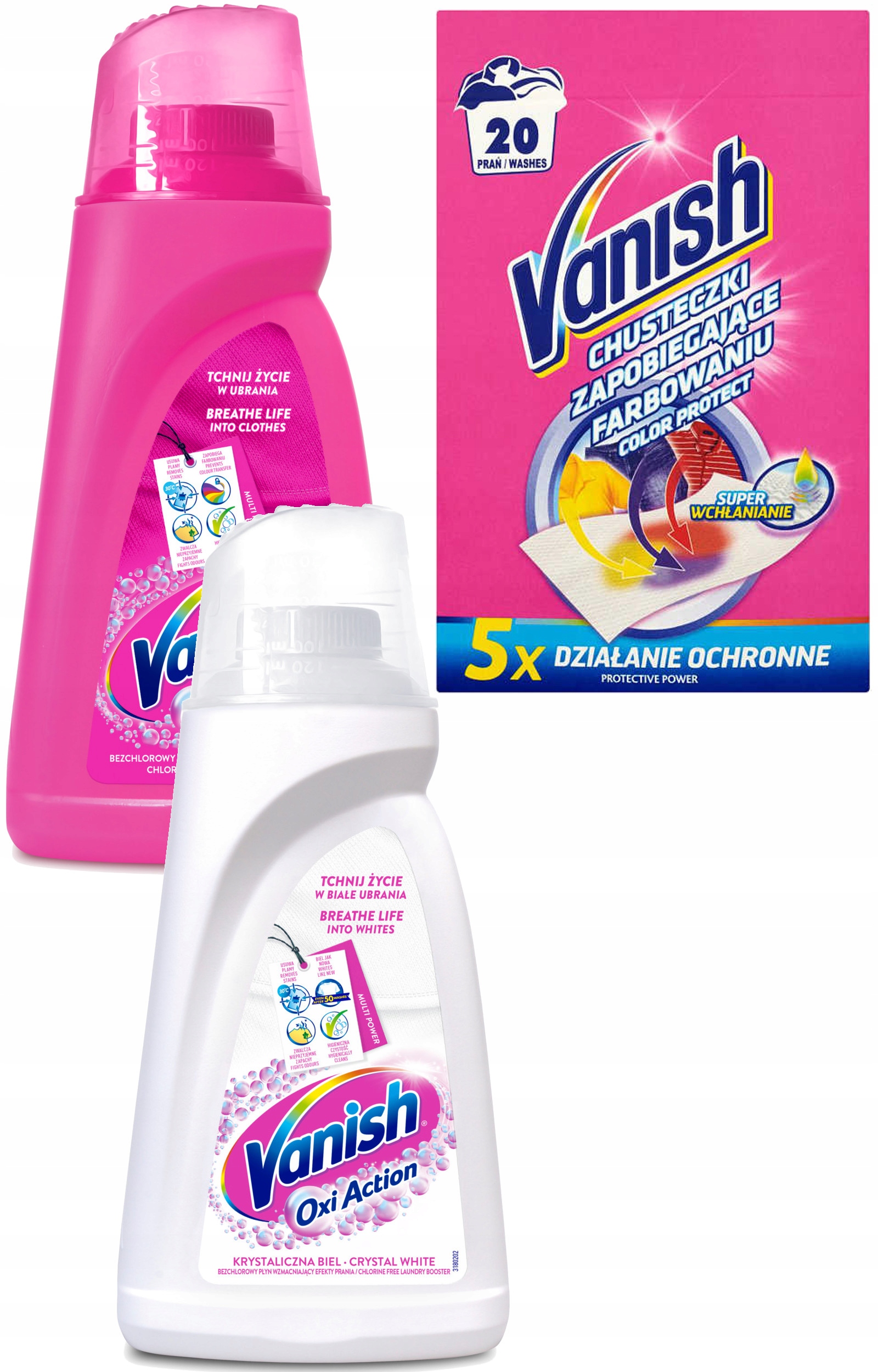 

Vanish Zestaw Odplamiacz Płyn 2x1L Chusteczki 20pr