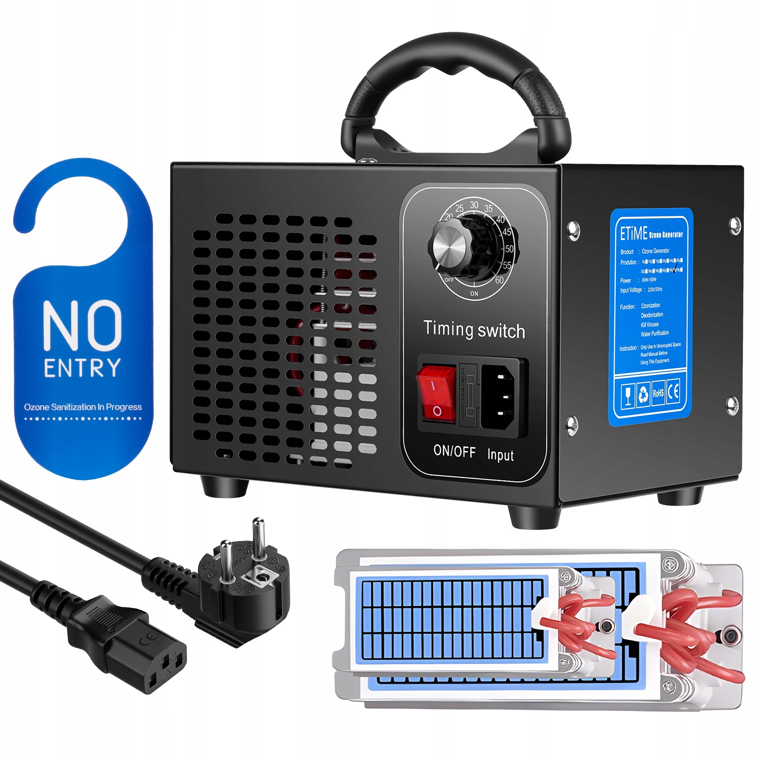 GENERATOR OZONU BEZPIECZNY OZONATOR SKUTECZNY OCZYSZCZACZ 48000MG/H + timer