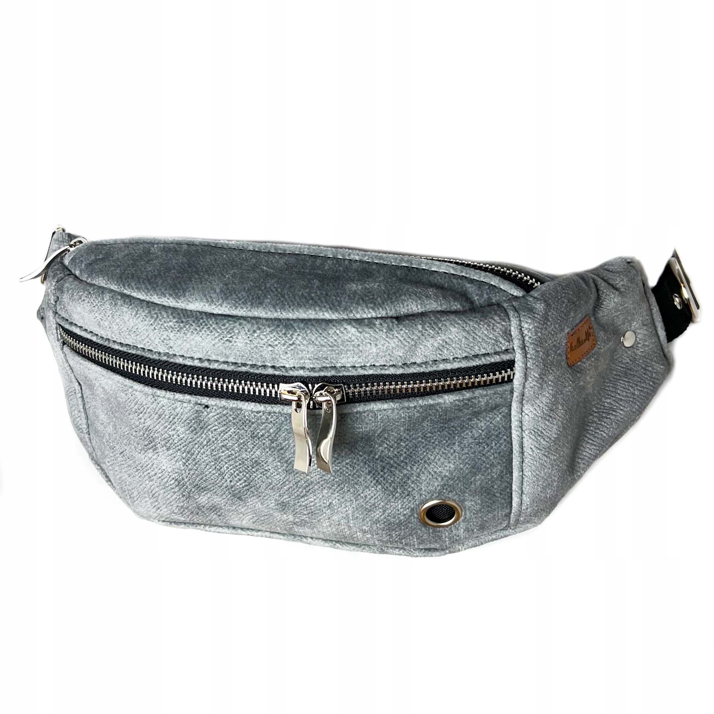 Levně Ledvinka na pamlsky pro psa s otvorem na sáčky pro procházky se psem Šedá