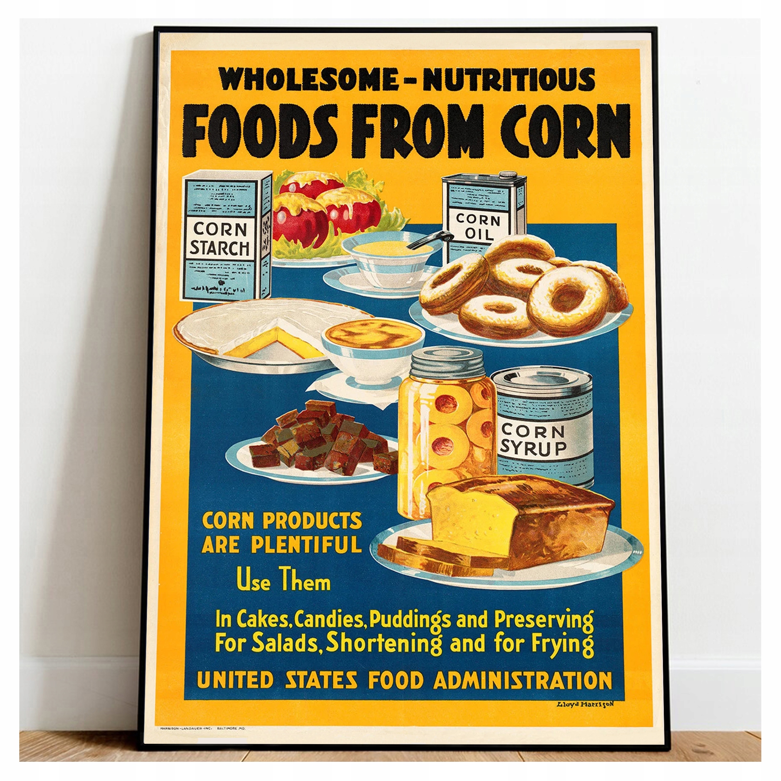 

Plakat Usa Produkty z Kukurydzy Vintage A3