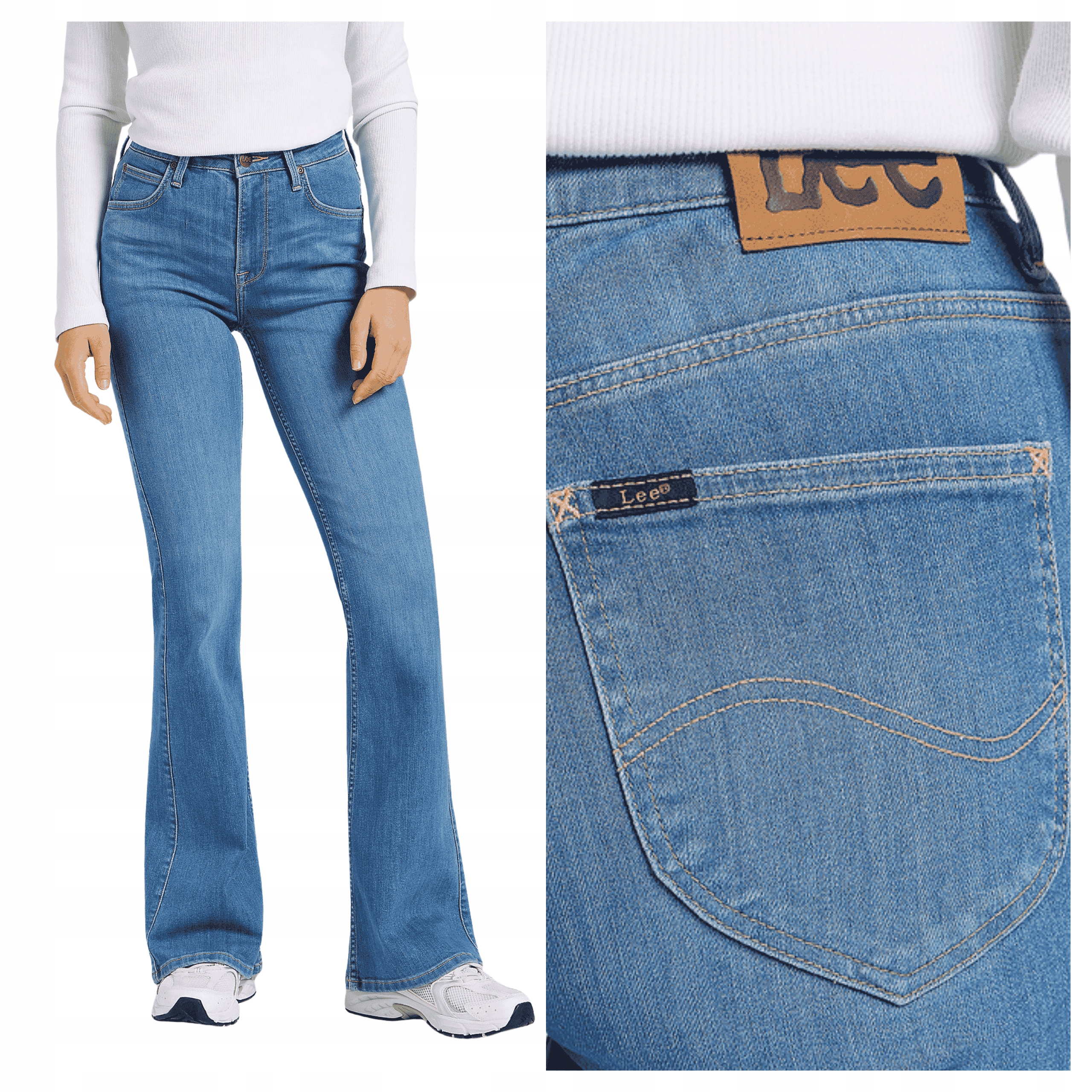 Dámské kalhoty Lee Breese Jeansy Zvony Vysoký stav Deep Hum W27 L31