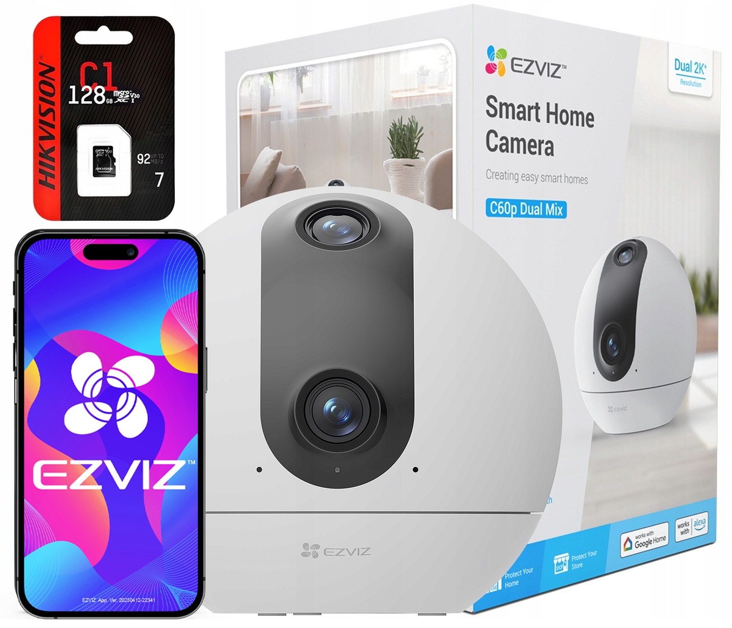 Otočná WiFi kamera Ezviz C60P Dual Lens 6Mpx Sd karta 128Gb