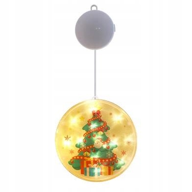 Witraż LED Choinka Lampki Świąteczne okno baterie