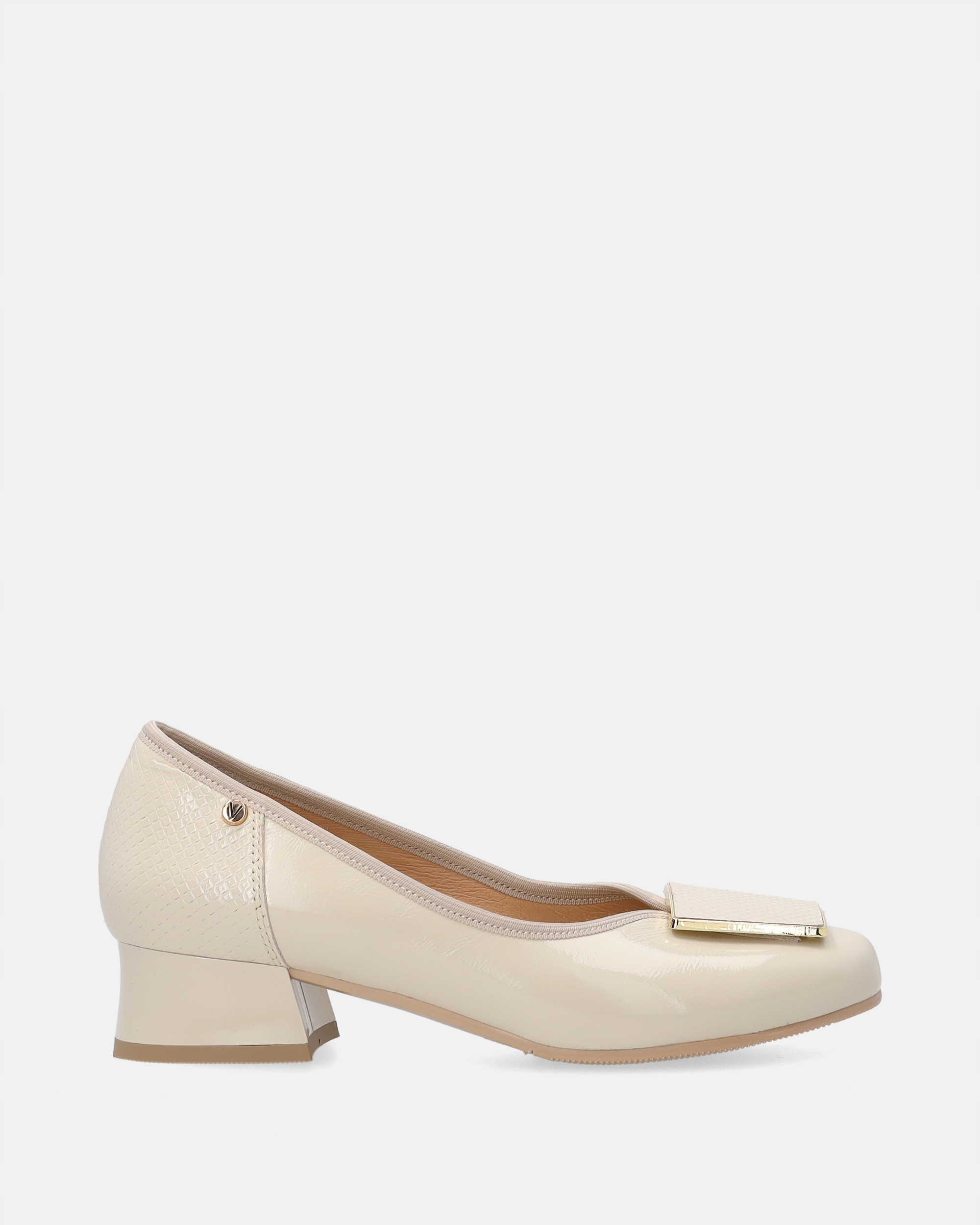 Venezia damskie skórzane czółenka z ozdobą w beżowym kolorze rozmiar 37