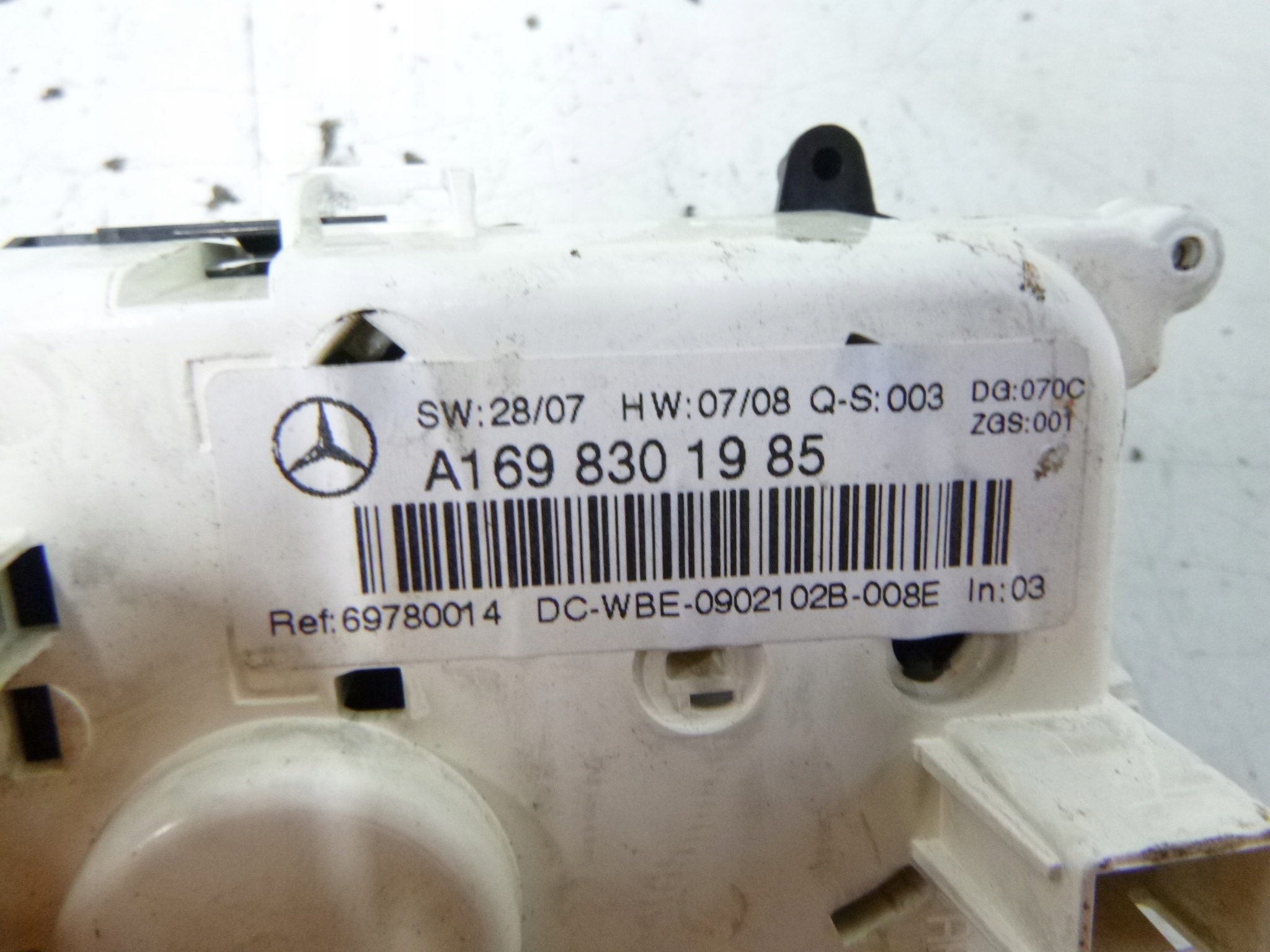 BOUTON UNITE COMMANDE CLIMA MERCEDES W169 2009R.
