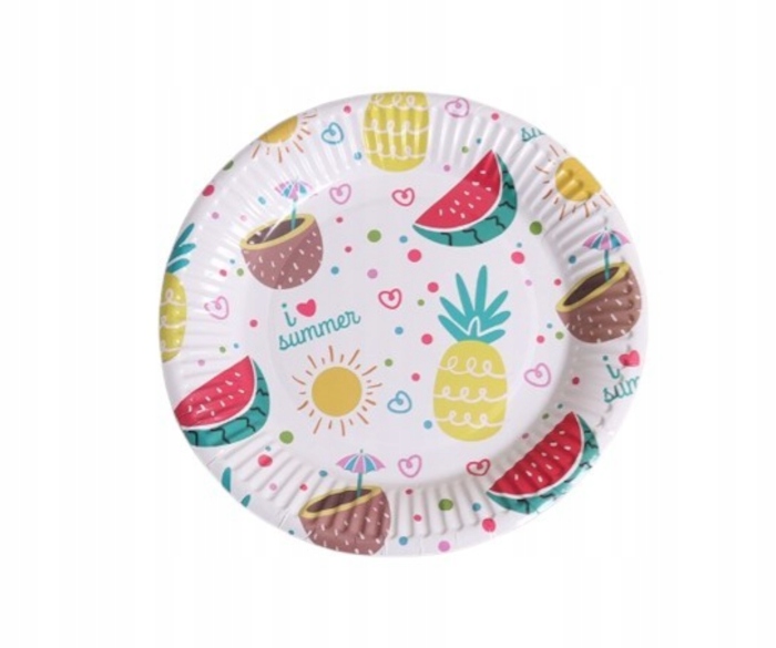 Talerzyki jednorazowe summer 18cm urodziny IMPREZA PARTY WAKACJE DZIECKO