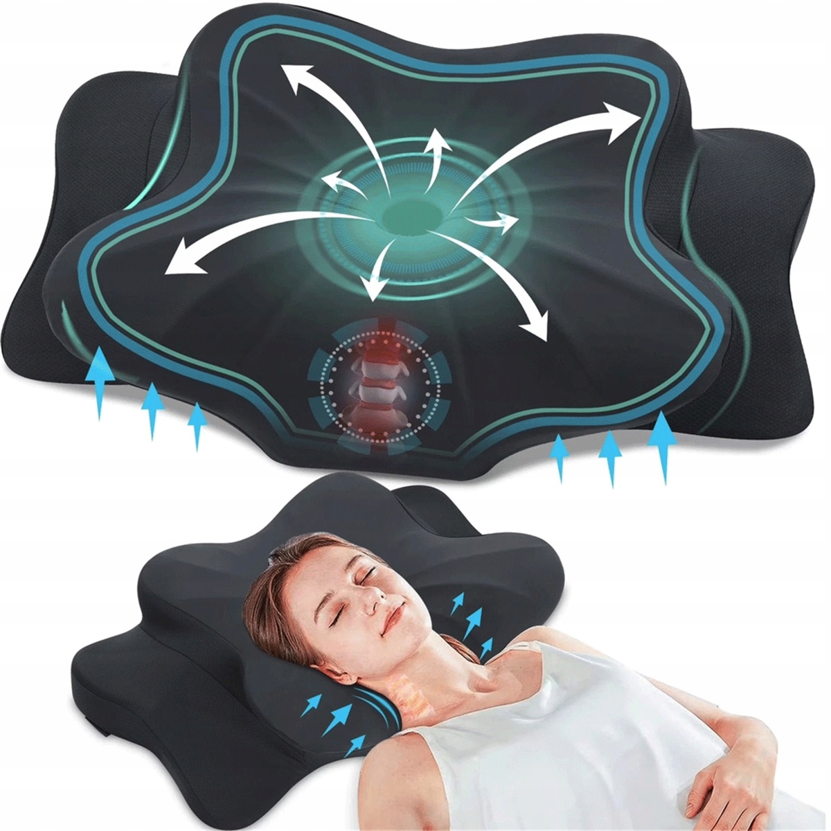 Ergonomiczna Poduszka Memory Foam Z Poszewką Lodowy Jedwab Na Zamek