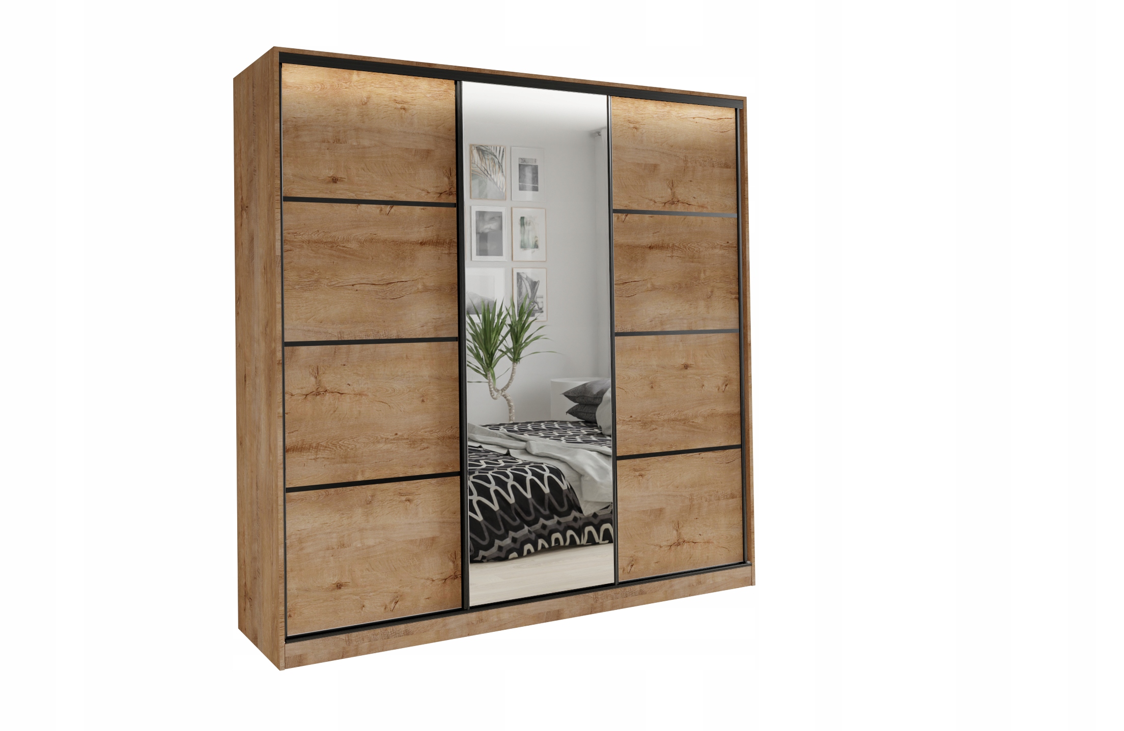 Szafa przesuwna lustro szuflady 200 cm lefkas LOFT Głębokość mebla 56 cm