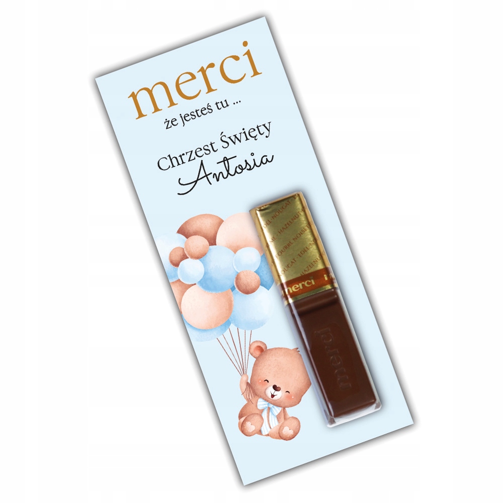 Podziękowanie dla gości MERCI na chrzest 5 szt