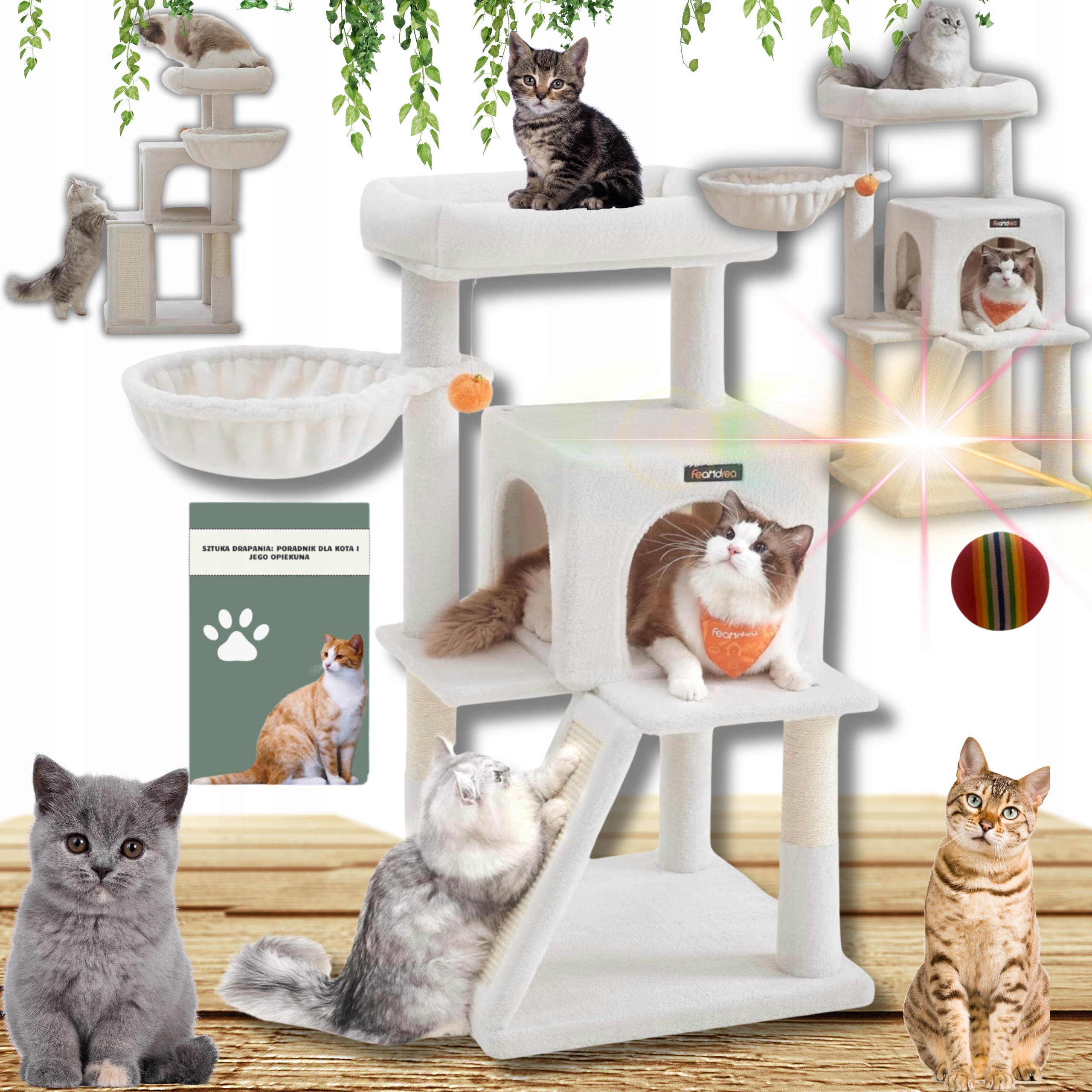 Levně Vysoké Škrabadlo Pro Kočky Věž Pelíšek Škrabací Deska Víceúrovňové!