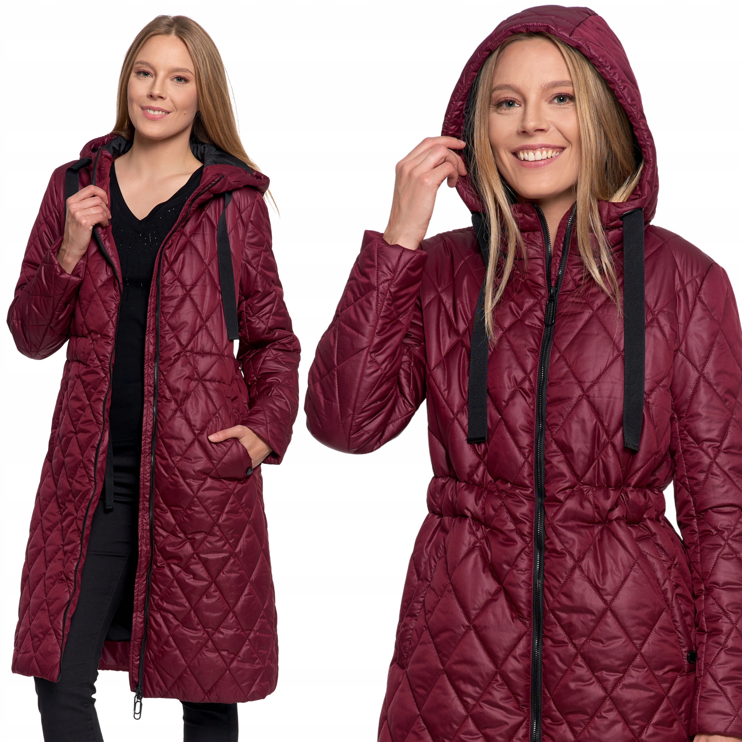 Módní dámská dlouhá prošívaná bunda s kapucí na podzim Moraj XXL