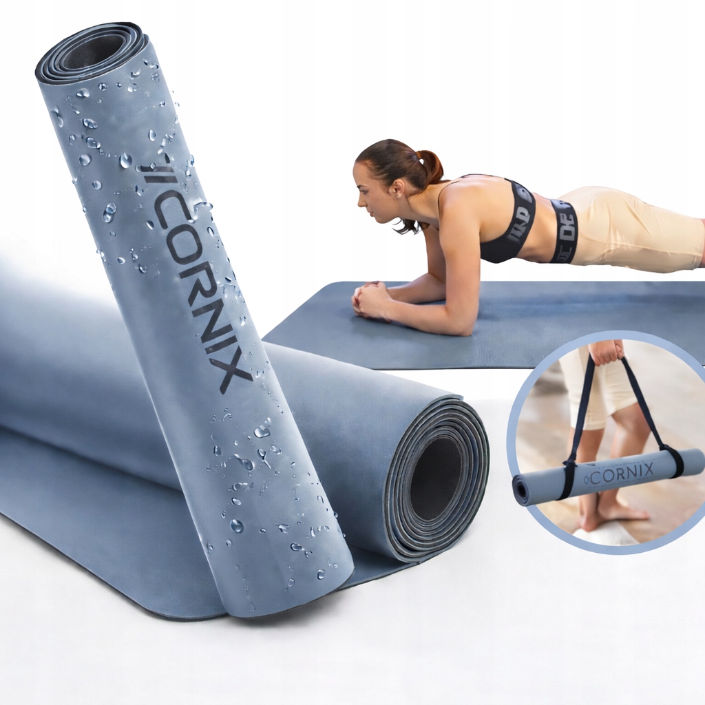 Premium Mata Do Jogi Cornix 183x68 4MM Kauczuk Pu Antypoślizgowa Szeroka