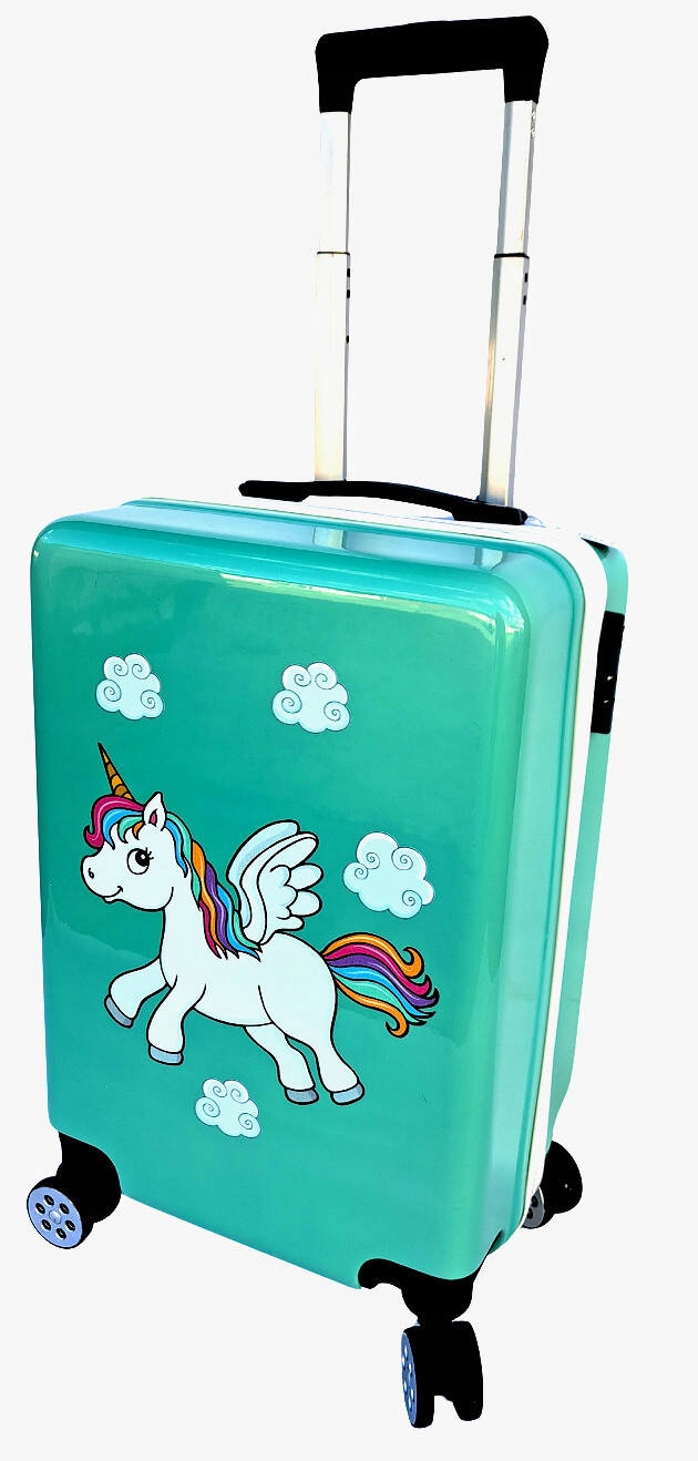 WALIZKA DZIECIĘCA DZIECI BAGAŻ PODRÓŻNA NA KÓŁKACH JEDNOROŻEC MIĘTOWA Marka MPMAX
