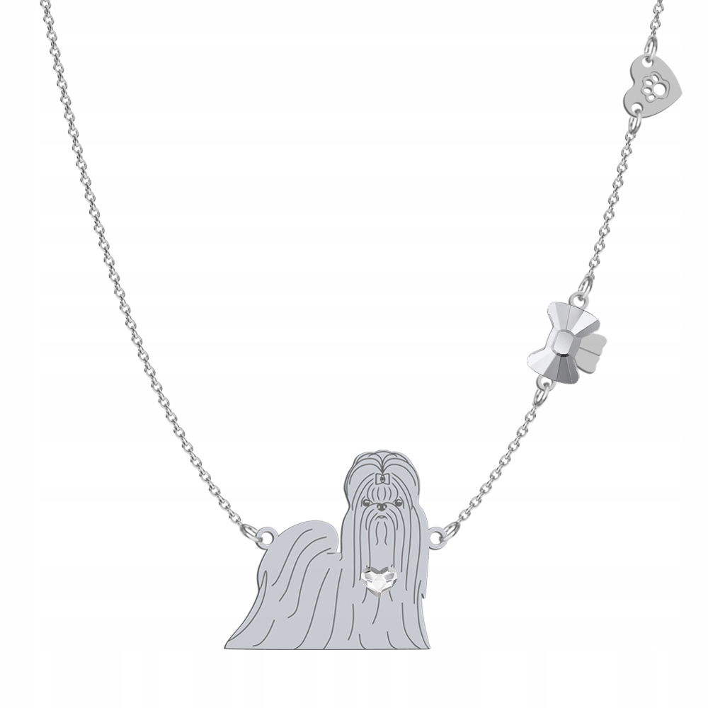 Stříbrný náhrdelník s Shih Tzu 925 Šperky Řetízek Žena Gravírování Bonus