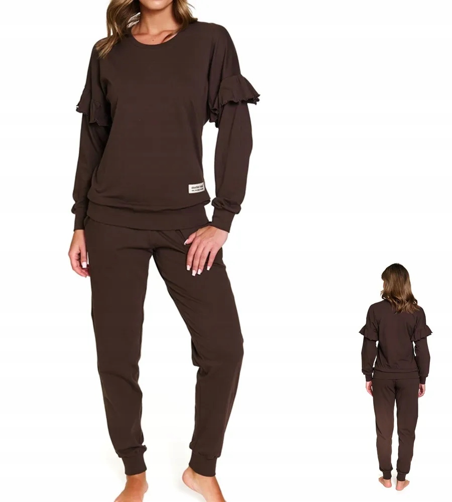 Dámské pyžamo Doctor Nap 4351 hnědé XL 42 Hnědá