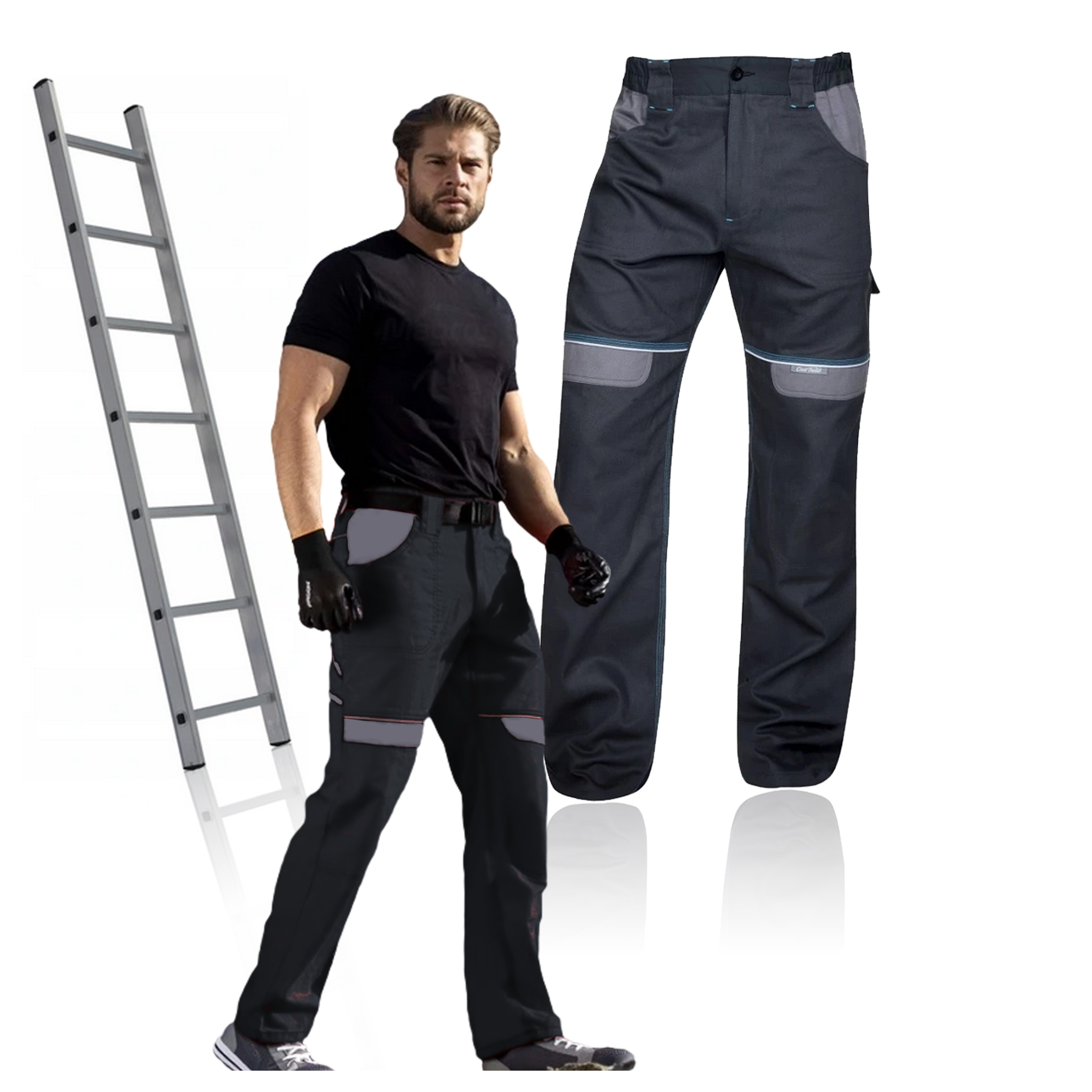 Spodnie Robocze Męskie Bawełniane do Pasa Czarne Bhp Ardon Cool Trend r.58