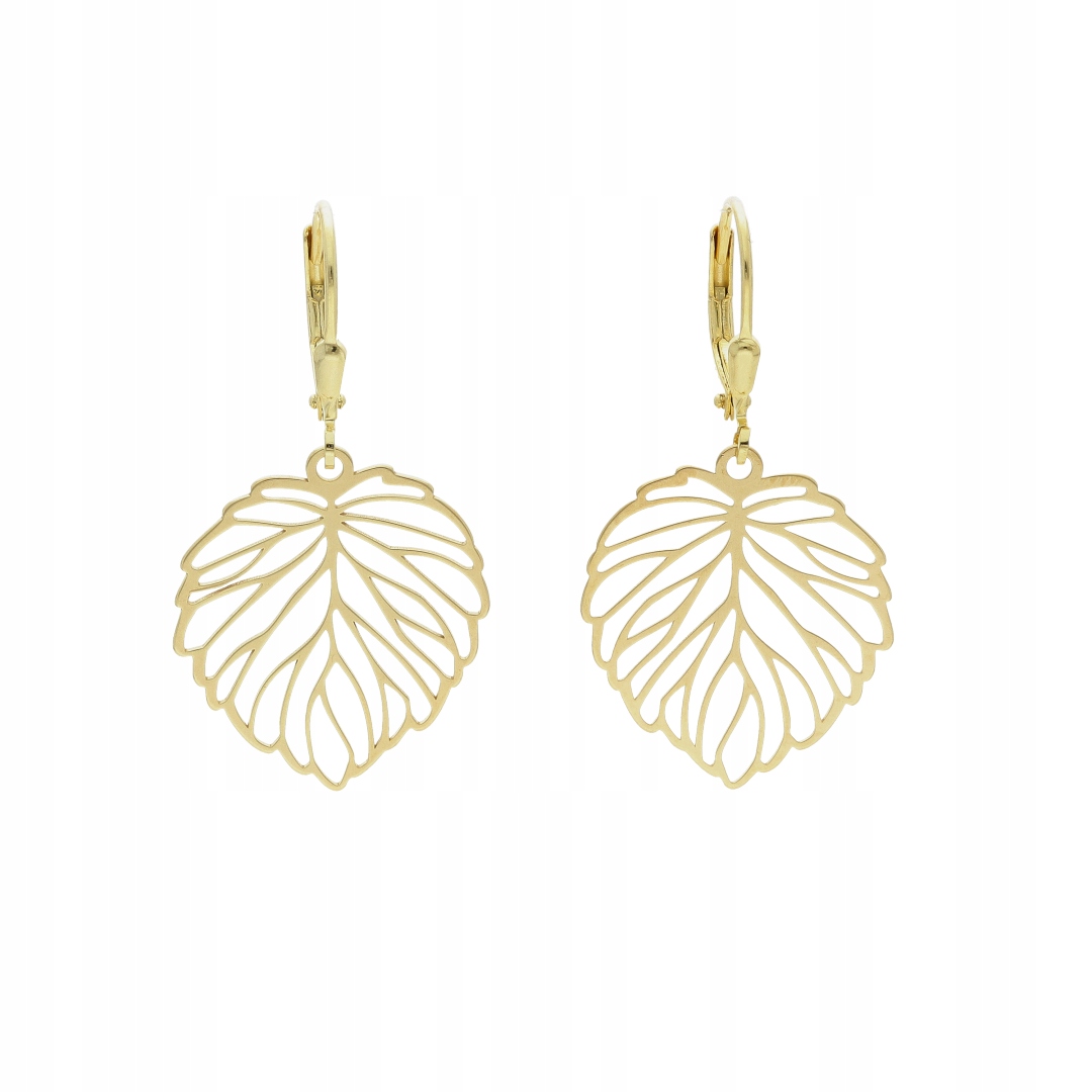 Náušnice s listy stříbro pozlacené