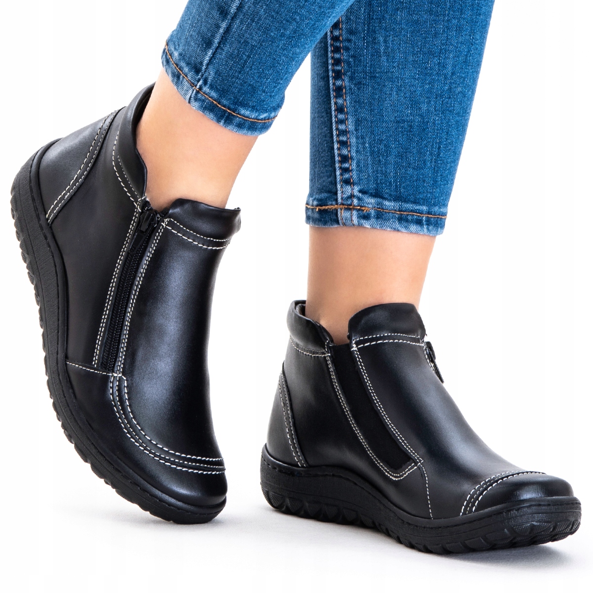 Kožené kotníkové Kotníkové Boty , zateplené zimní boty, Šířka V, lehké, Dezén Podrážky Wojtyłko 36