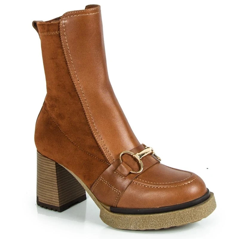 Simen 6508A Kotníkové Boty Kozačky Sloupek Kůže Hnědé 38