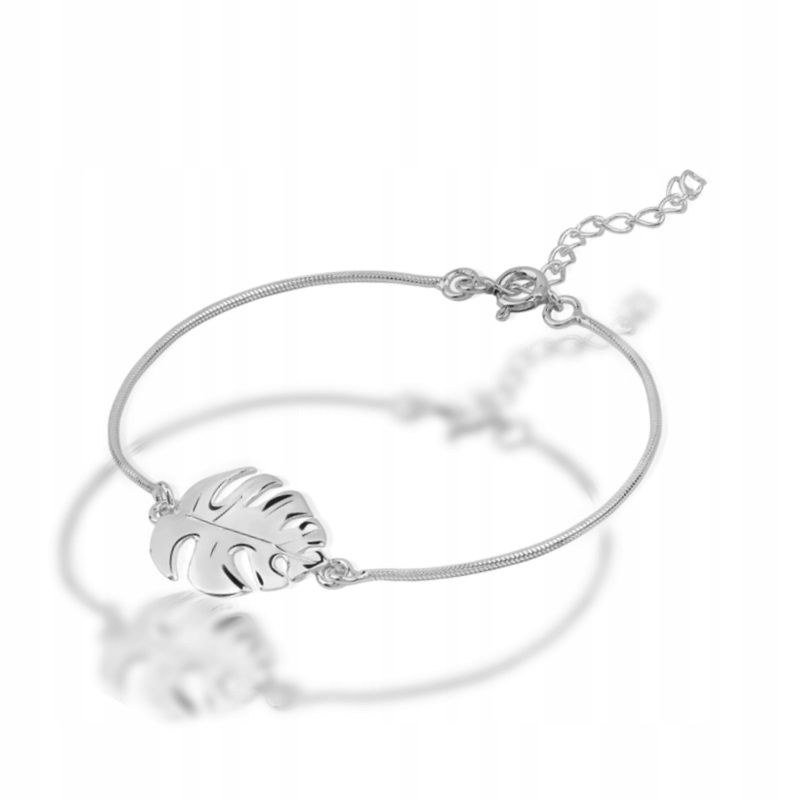 

925 Srebrna Bransoletka Celebrytka Liść Monstera