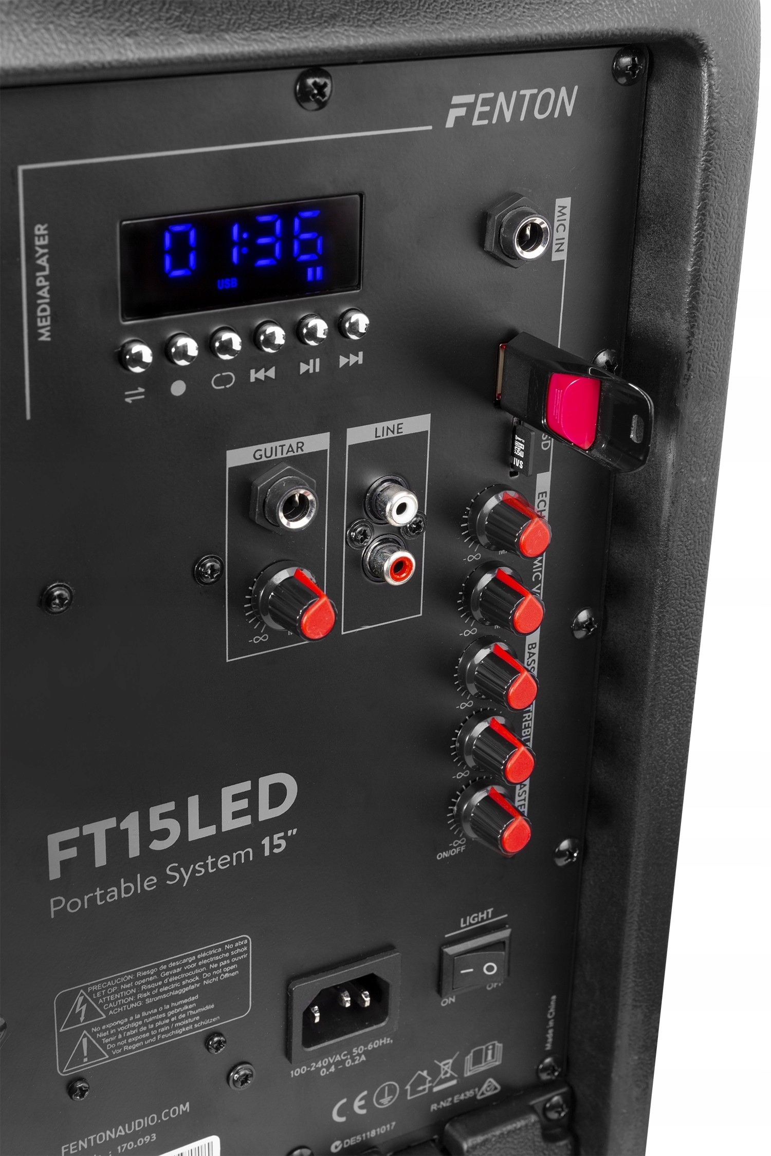 Kolumna aktywna przenośna Fenton FT15LED USB/BT Typ kolumna