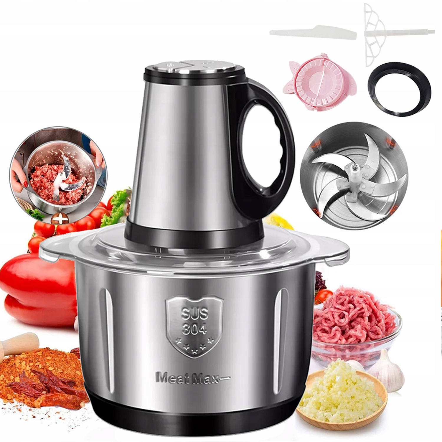 Rozdrabniacz Malakser Do Warzyw Elektryczny Mięsa Owoców Szatkownica 500W