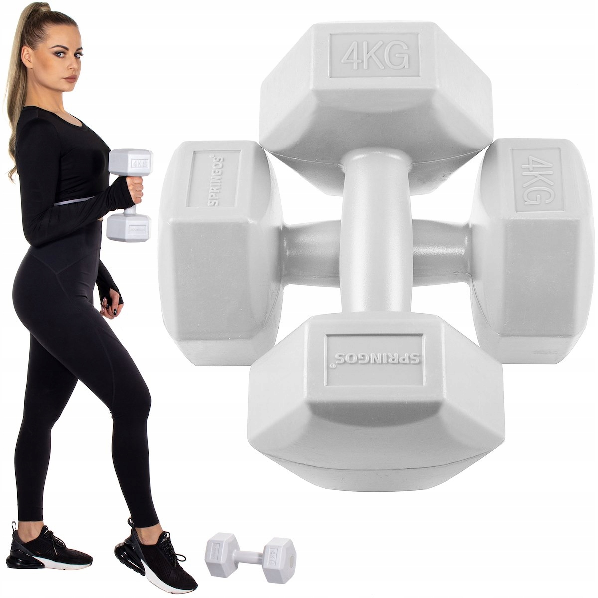 HANTLE HANTELKI CIĘŻARKI 2x4 kg FITNESS OUTLET Model HANTLE HEX 2 X 4 KG