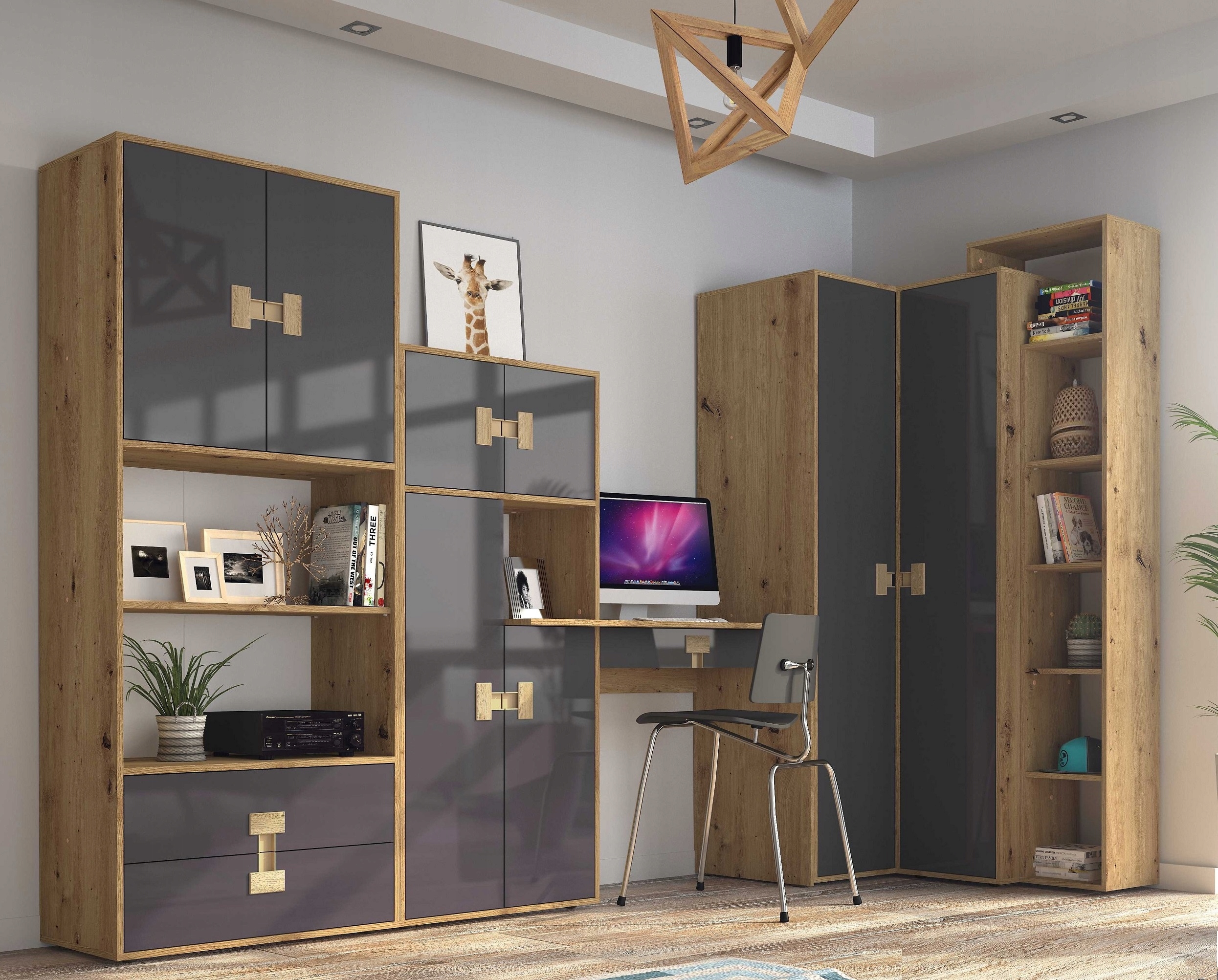 meble biurko duże pojemne szafką regałem Index 11 Materiał korpusu płyta laminowana