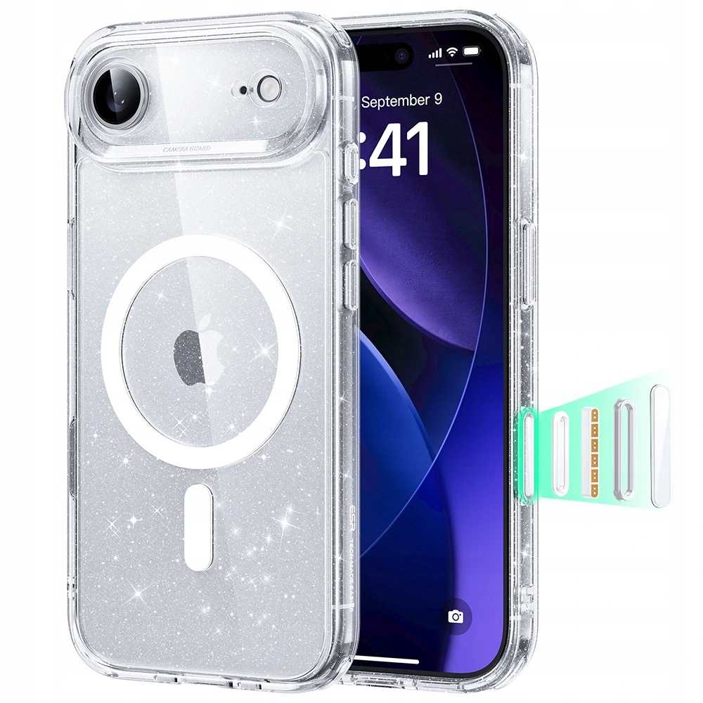 Esr Classic HaloLock Etui na iPhone 17 Air przezroczyste z połyskiem