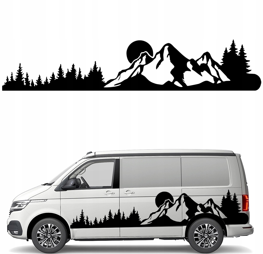 Samolepka Grafika na karavan auto přívěs Hory Mountains Les 43x218 Barva