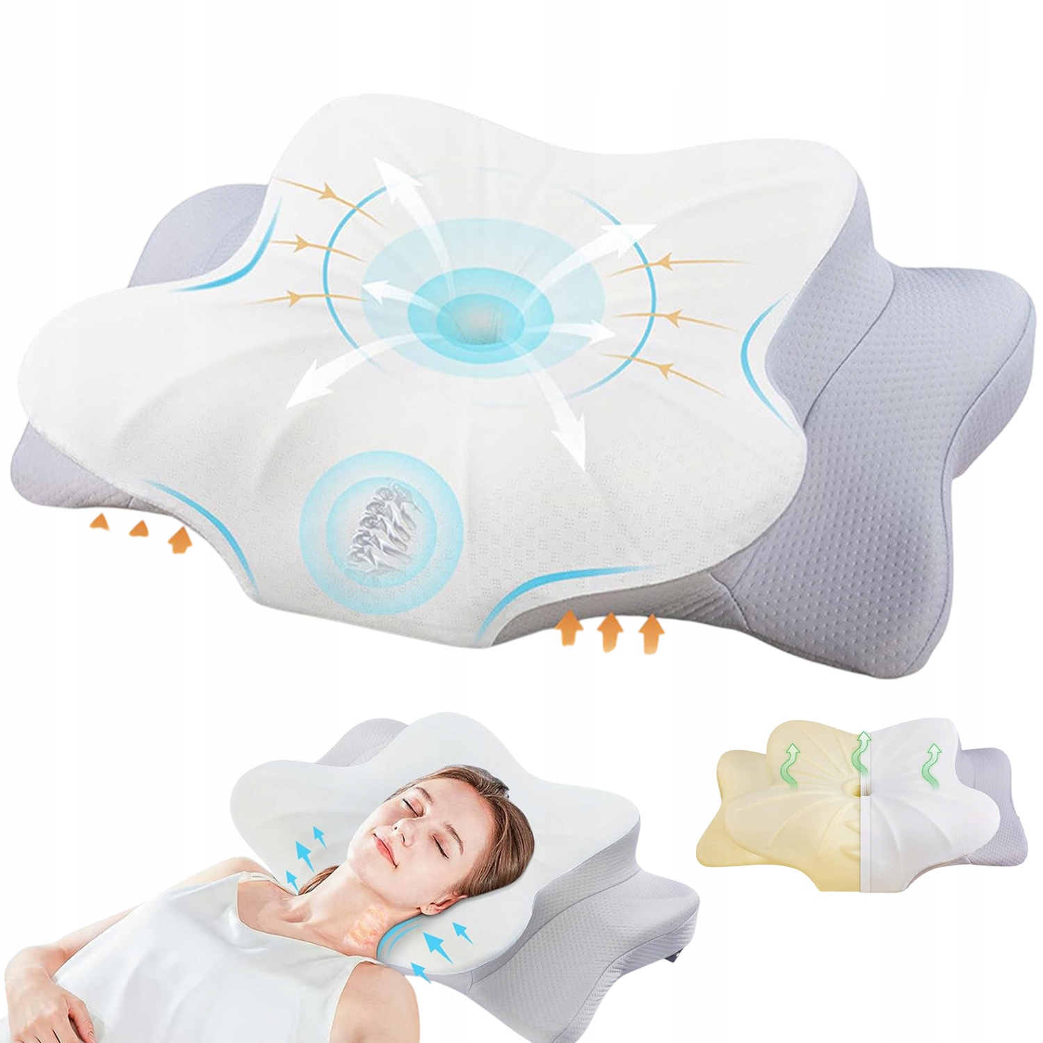 Poduszka Ortopedyczna Z Pamięcią Kształtu Motyla 2 Wysokości Ergonomiczna