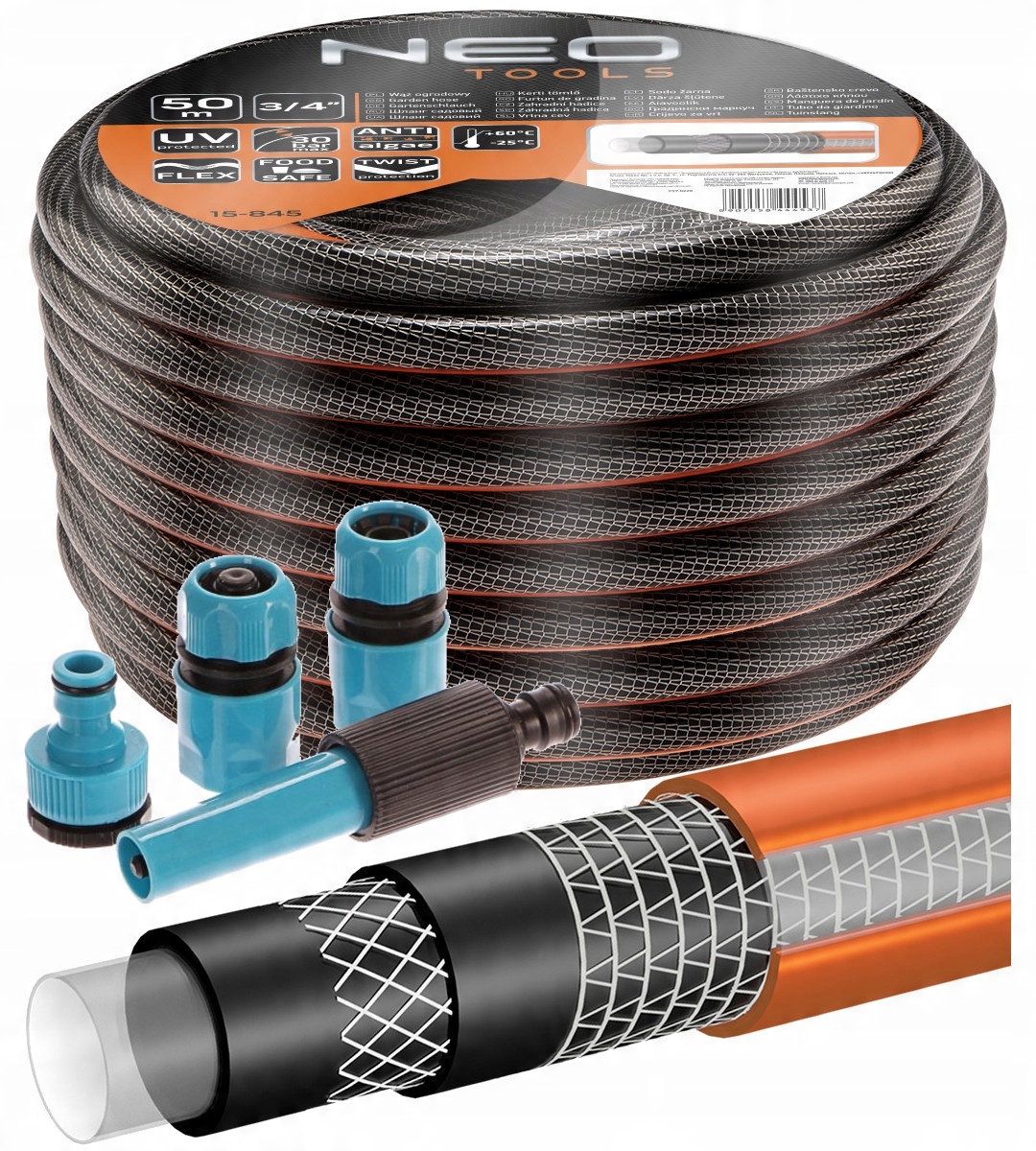 

Neo Wąż Ogrodowy 6-WARSTW 30BAR 3/4'' 50M złączki