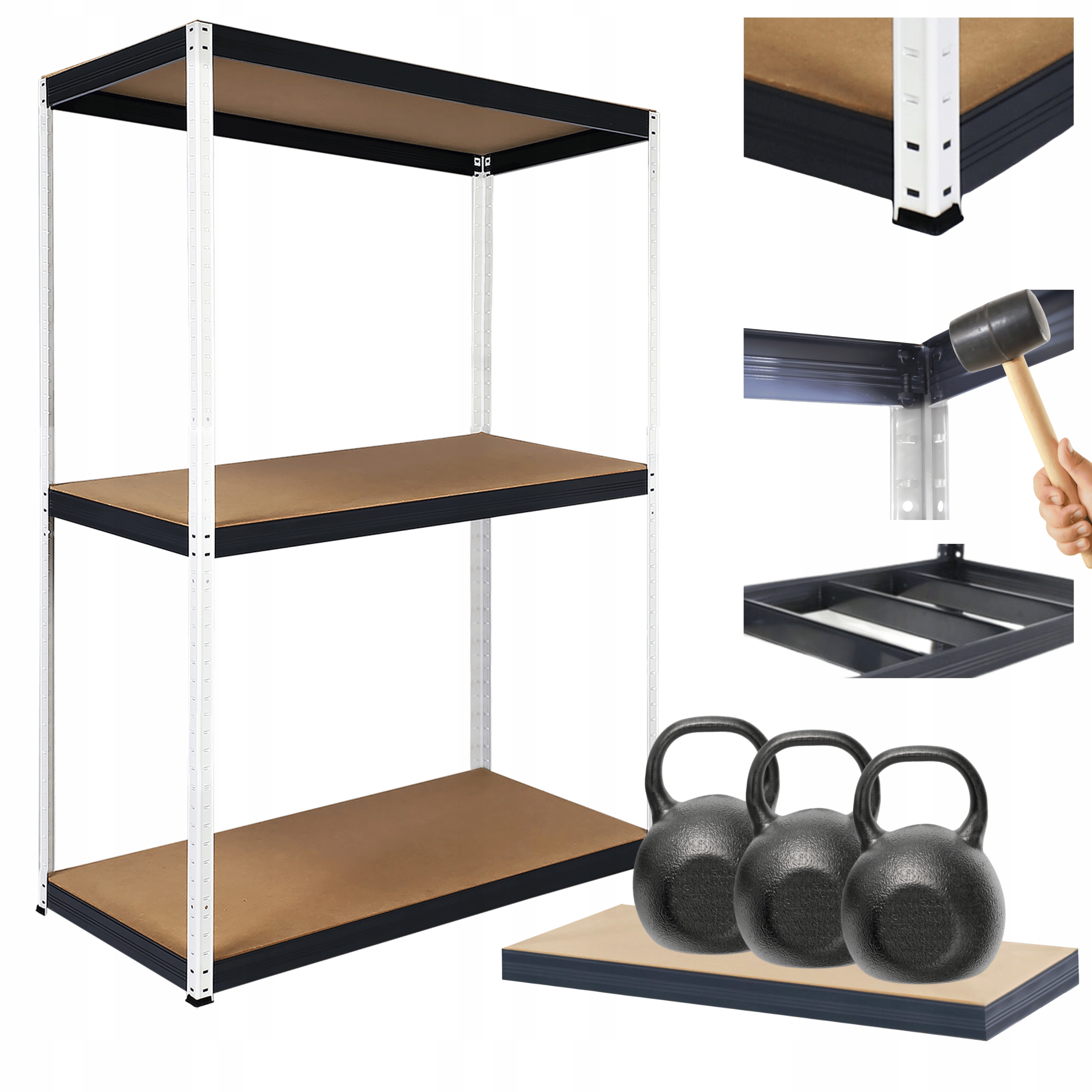 Skladovací regál garážový kovový stojan Helios 106x110x35 cm 3Px350 kg