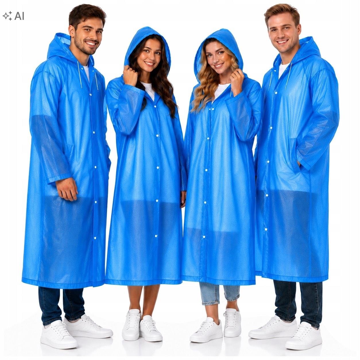 4x Płaszcz Przeciwdeszczowy Peleryna Poncho Wodoodporna Uniwersalna Unisex