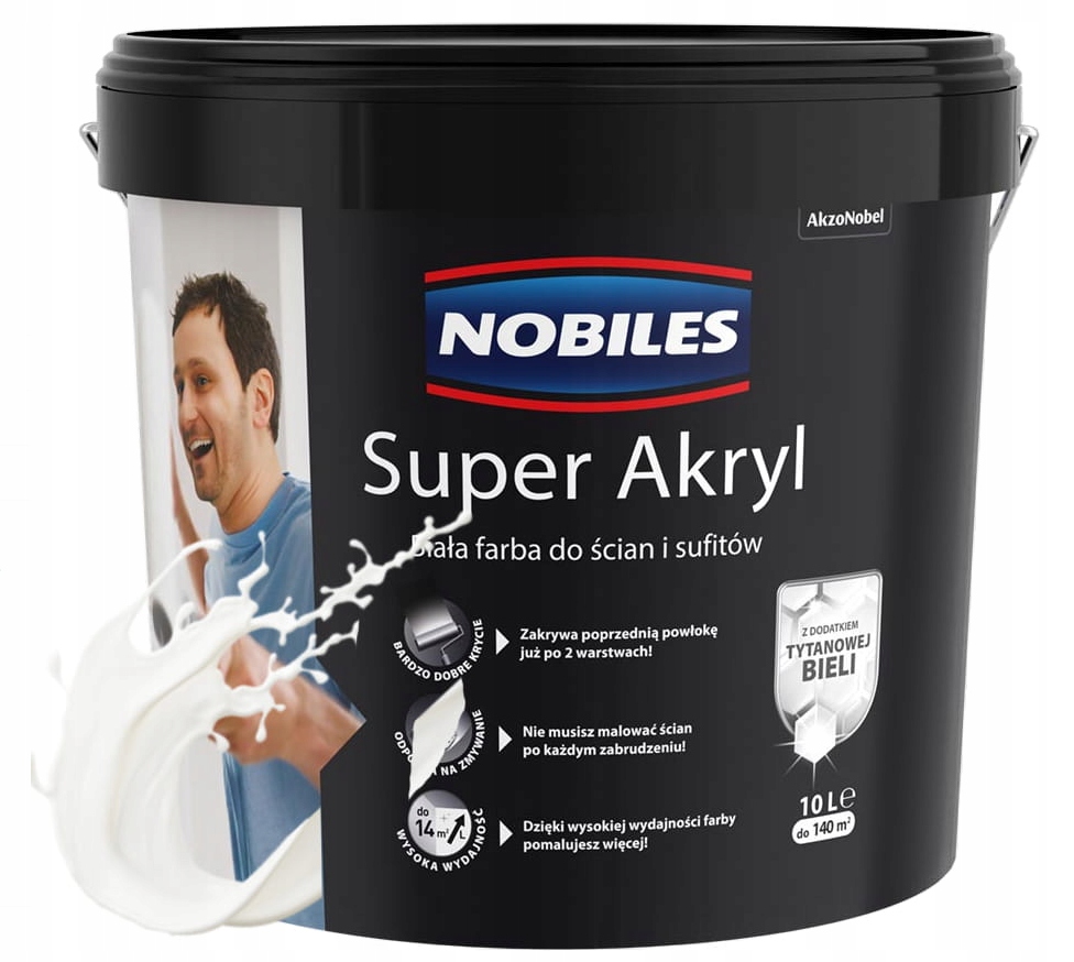 FARBA AKRYLOWA NOBILES SUPER AKRYL BIAŁA 10L