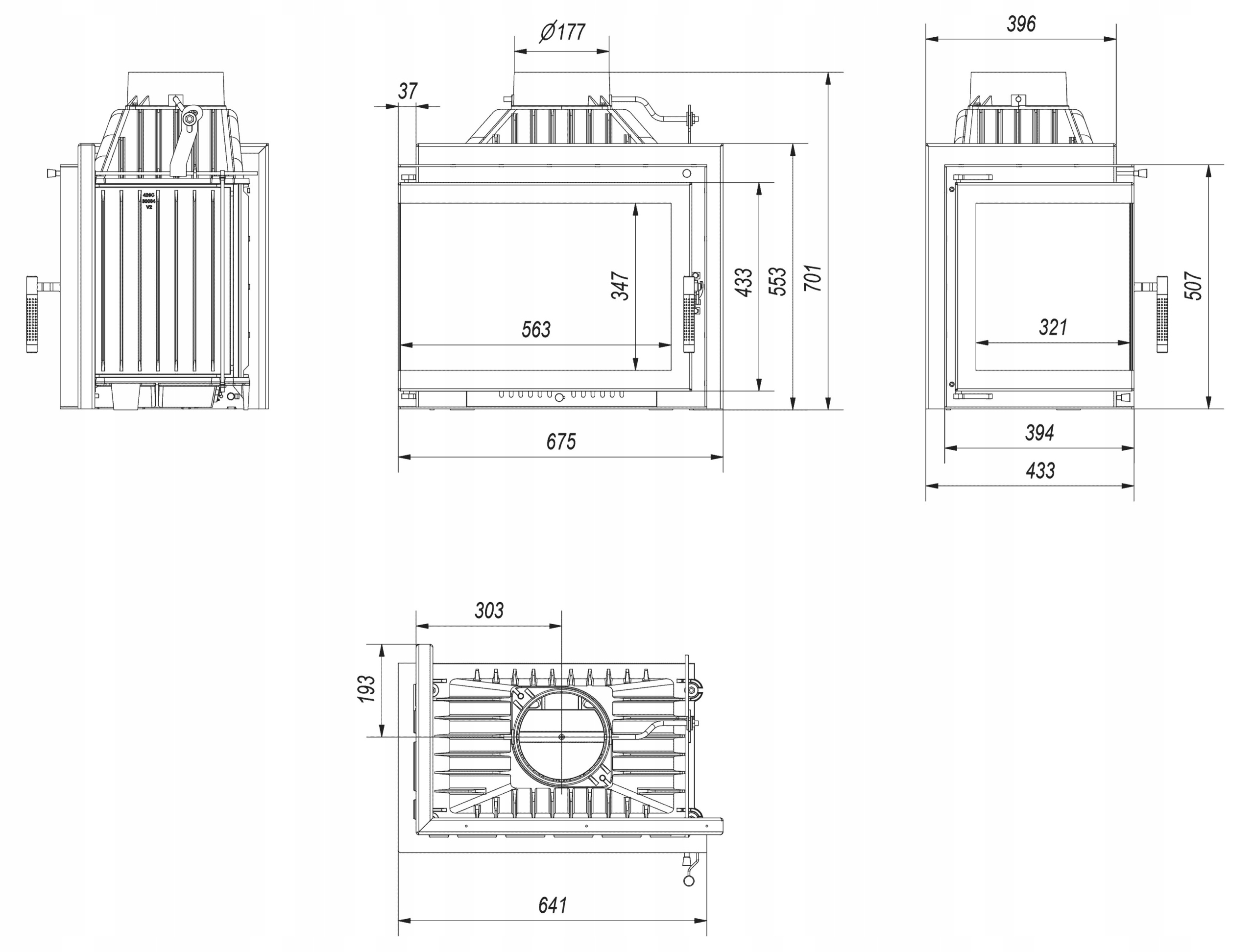 KOMINEK POWIETRZNY SIMPLE LEWY BS 8 KW Ø 180 Kod producenta SIMPLE/M/S/L/BS/180